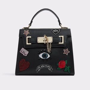ALDO 'Oh, How Punk' Black Purse Crossbody Patches Sequin Embellished Handbag